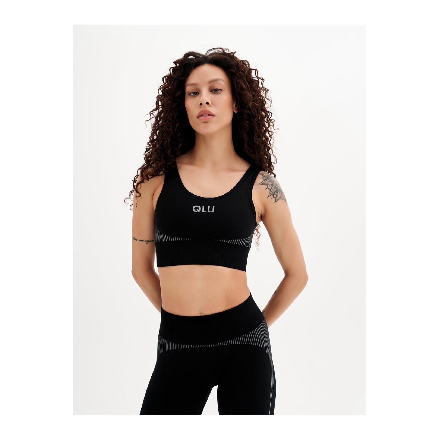 Женский черный бесшовный/бесшовный полосатый бюстгальтер/спортивный бюстгальтер Infinity